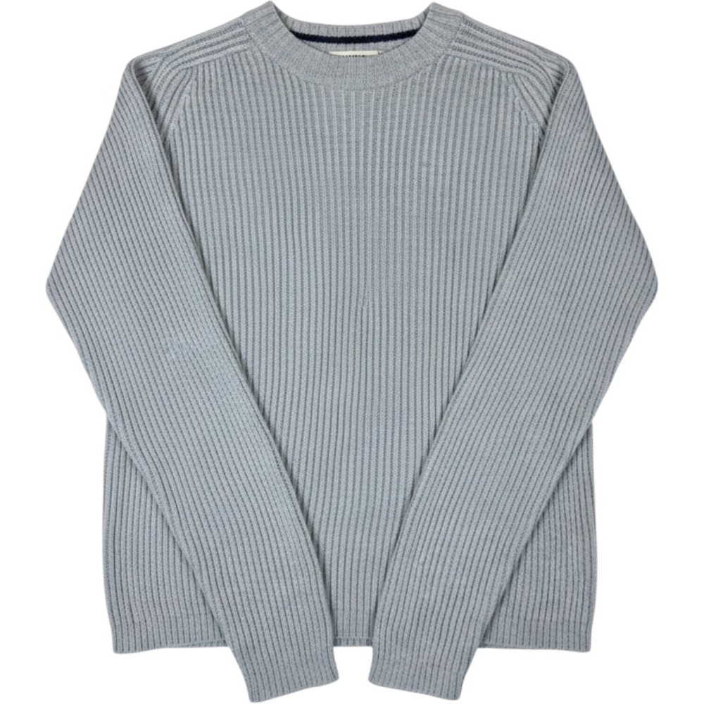 J Crew Men's Heritage Cotton Ribbed Crewneck Sweater Large Gray Fisherman Knit